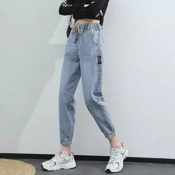 Женские джинсы, длинные шаровары, винтажные джинсы с высокой талией, женские ковбойские джинсы-бойфренды XS синий