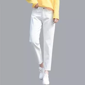 Женские джинсы-гарем с высокой талией Белые брюки больших размеров Черные джинсы 25 чёрный