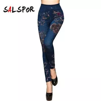 Женские джинсы, леггинсы с осенним цветочным принтом, тонкие хлопковые джеггинсы Ms., женские брюки, леггинсы Legency