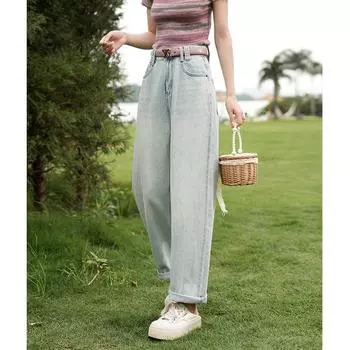 Женские джинсы Mishow, новинка 2023 года, винтажные свободные прямые хлопковые универсальные брюки с высокой талией, женские длинные брюки MXC33K0072 S