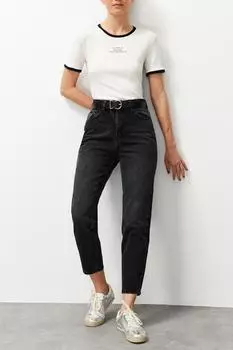 Женские джинсы, модные черные джинсы для мам нового сезона с высокой талией