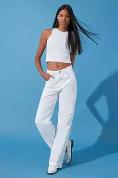 Женские джинсы, модные новые сезонные белые широкие джинсы с высокой талией