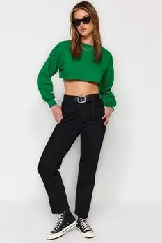 Женские джинсы Модные новые сезонные черные невыцветающие черные прямые джинсы с высокой талией