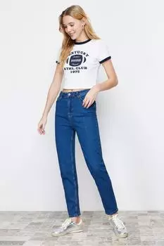 Женские джинсы, модные синие узкие джинсы для мам нового сезона с высокой талией