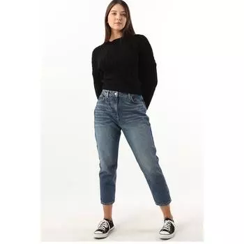 Женские джинсы Mom Fit с высокой талией синего цвета