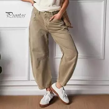 Женские джинсы, однотонные, низкие, уличные, в стиле ретро, с широкими штанинами, свободные, в стиле хип-хоп, с карманами, уличная одежда, на пуговицах, на молнии, женские длинные джинсовые брюки S синий