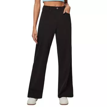 Женские джинсы повседневные однотонные эластичные прямые джинсы с пуговицами L чёрный