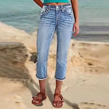 Женские джинсы повседневные однотонные повседневные брюки универсальные облегающие джинсы M