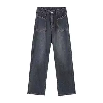 Женские джинсы прямого кроя с высокой талией, винтажные свободные длинные джинсовые брюки S