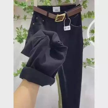 Женские джинсы прямого покроя с высокой талией — весна/осень 2025 г., свободный крой, зауженные джинсы Nine-Point, фасон «шаровары». XL