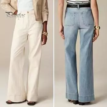 Женские джинсы, прямые, с высокой талией, однотонные, с рваными пуговицами, на молнии, с карманами, с широкими штанинами, во всю длину, эластичные, для поездок на работу, для свиданий, для покупок, длинные M белый