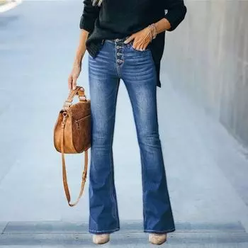Женские джинсы ретро однотонные с высокой посадкой облегающего и сексуального дизайна L