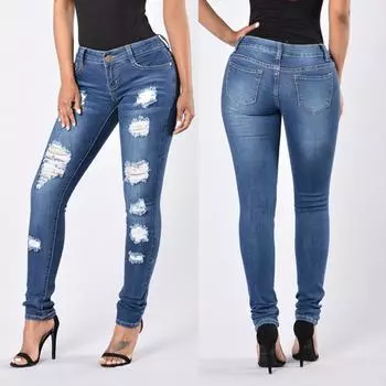 Женские джинсы с дырками и карманами на молнии, повседневные джинсовые расклешенные широкие брюки с широкими штанинами XXL синий