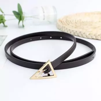 Женские джинсы с геометрической треугольной пряжкой-солнцем, отделкой юбкой и тонким ремнем с узлом темный кофе