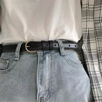 Женские джинсы с квадратной пряжкой и пряжкой, черный ремень, женский винтажный ремень из искусственной кожи чёрный