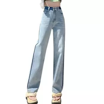Женские джинсы с широкими штанинами, весна-лето, высокая талия, широкие брюки S