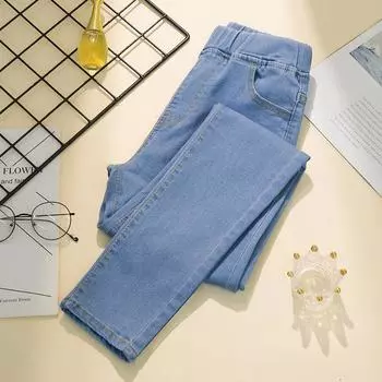 Женские джинсы с высокой талией, эластичные джинсы, облегающие джинсы большого размера 6XL