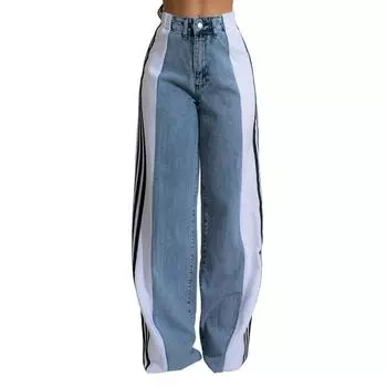 Женские джинсы с высокой талией, эластичный пояс на завязках, свободные эластичные джинсы прямого покроя XXL белый