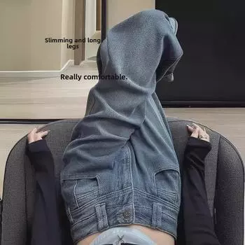 Женские джинсы с высокой талией, широкие, весна/осень 2024, большой размер, узкий прямой крой, драпированный фасон Extra Small синий