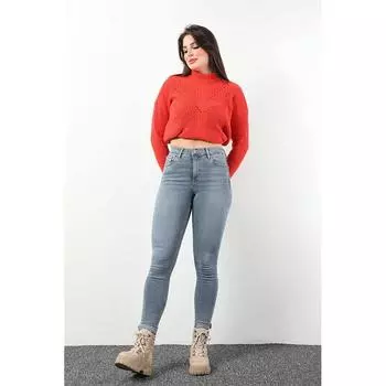 Женские джинсы скинни из лайкры синего цвета