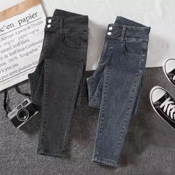 Женские джинсы-скинни с тонкими секциями на весну и осень, на четыре сезона, облегающие универсальные брюки-карандаш для маленькой ноги 32