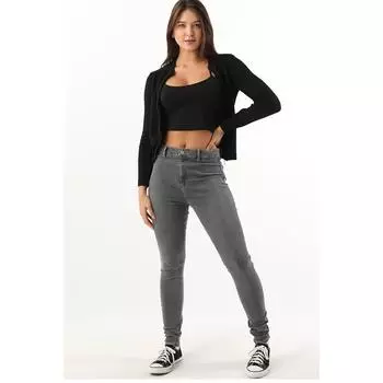 Женские джинсы скинни с высокой талией, серые