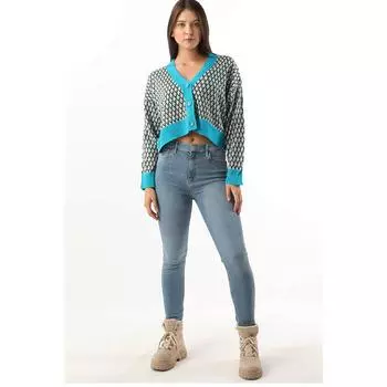 Женские джинсы скинни с высокой талией синего цвета