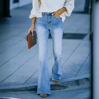 Женские джинсы скинни средней посадки с микроклешем S синий