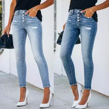 Женские джинсы, узкие эластичные женские джинсы, брюки, женские брюки XXL темно-синий