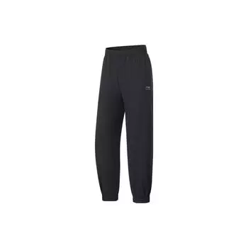 Женские джоггеры Li Ning Fitness Series, однотонные, со средней талией, с завязками, прямые, черные AKLT666-1 L