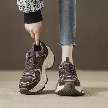 «Женские европейские кроссовки осень 2024 года из дышащей сетки на толстой подошве, увеличивающие рост» 36 синий