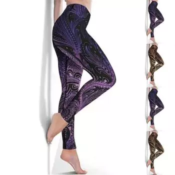 Женские фиолетовые леггинсы с хвостом феникса и принтом, эластичные леггинсы для йоги, фитнеса, бега, спортзала, спортивные активные брюки XS золотой