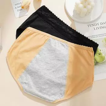 Женские физиологические трусики, нижнее белье, женские, герметичные, менструальные, хлопковые, бесшовные трусы M чёрный