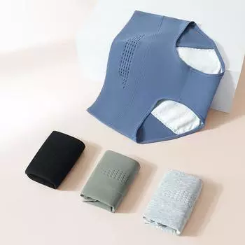 Женские физиологические трусы из чистого хлопка с высокой талией, большие размеры, физиологическое нижнее белье, менструальные антипротекающие гигиенические трусы L чёрный