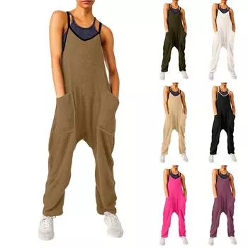 Женские флисовые комбинезоны, цельные комбинезоны, регулируемые лямки для чулок, теплые зимние пушистые лыжные брюки L армия зеленый