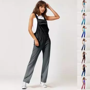 Женские флисовые комбинезоны, цельные комбинезоны, регулируемые лямки для чулок, теплые зимние пушистые лыжные брюки L чёрный