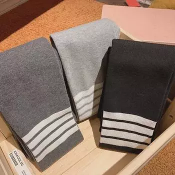 Женские флисовые леггинсы с четырьмя полосками, сохраняющие тепло: Утягивающий, приподнимающий бедра, эластичный трикотаж для осенне-зимней одежды. One Size чёрный