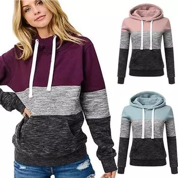 Женские флисовые пуловеры с длинными рукавами, толстовки с капюшоном, цветные полосатые толстовки с капюшоном, топы S зелёный