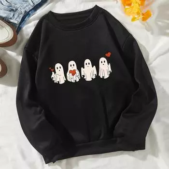 Женские флисовые толстовки большого размера, свитера с длинным рукавом, пуловеры, осенние наряды S чёрный