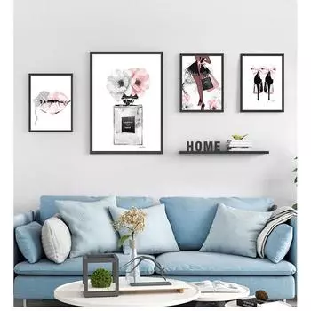 Женские фотографии для гостиной, современное украшение, модное настенное искусство, парфюм, постер для губ, скандинавский принт, холст, живопись на высоких каблуках 21cm30cm NoFrame