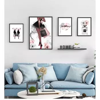 Женские фотографии для гостиной, современное украшение, модное настенное искусство, парфюм, постер для губ, скандинавский принт, холст, живопись на высоких каблуках 21cm30cm NoFrame
