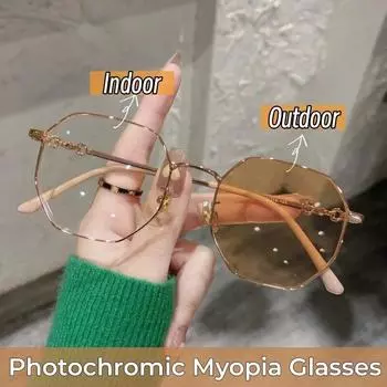 Женские фотохромные солнцезащитные очки, модные ретро-антисиние очки для близорукости, унисекс, очки с минусом диоптрий, степень от 0 до -4,0 0