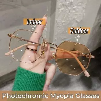 Женские фотохромные солнцезащитные очки, модные ретро-антисиние очки для близорукости, унисекс, очки с минусом диоптрий, степень от 0 до -4,0 -4.0