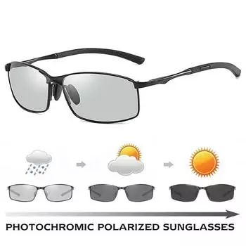 Женские фотохромные солнцезащитные очки в металлической оправе, мужские поляризационные солнцезащитные очки с интеллектуальным обесцвечиванием, UV400