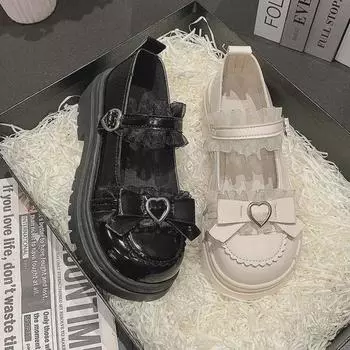 Женские французские туфли Мэри Джейн 2024 года: Универсальный стиль на весну/осень, идеально подходит к юбкам - модные кожаные балетки. 36 чёрный