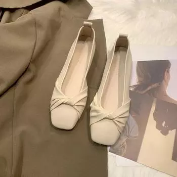 Женские французские винтажные туфли на плоской подошве 35 хаки