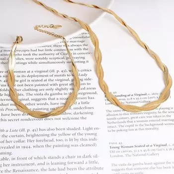 Женские французские винтажные ювелирные изделия из титановой стали, ожерелья, браслеты, плетеная витая змеиная цепь с покрытием из 18-каратного золота