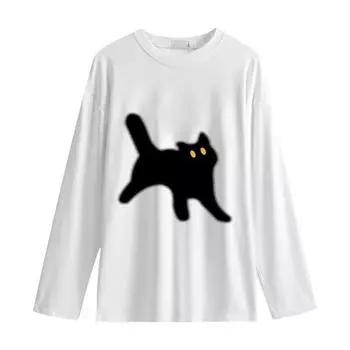 Женские футболки белые топы свободного покроя Harajuku корейская графика мода уличная одежда кавайный мультяшный принт футболка с длинными рукавами одежда Y2k M