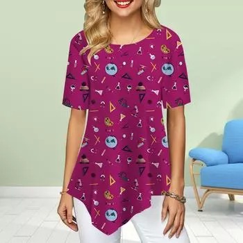 Женские футболки больших размеров с цветочным принтом и звездами, свободные повседневные топы, женская нестандартная летняя одежда XS розовый