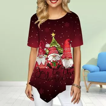 Женские футболки больших размеров с цветочным принтом и принтом маленького человека, свободные повседневные топы, женская нестандартная летняя одежда XS красный